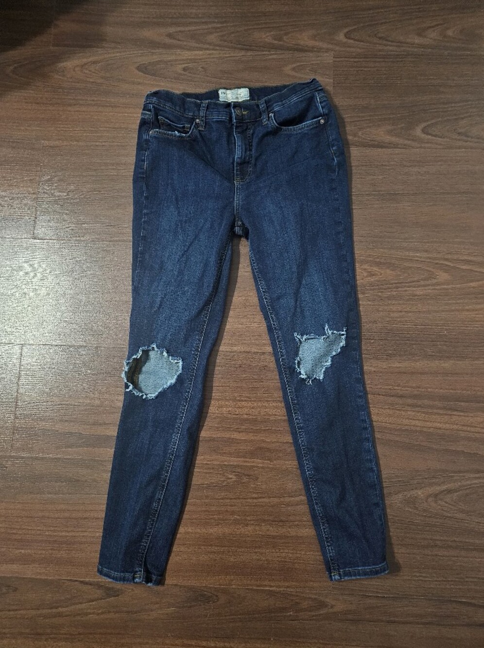 Free People Dark Blue Distressed Knee Skinny Jeans